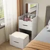 Tocador para Apartamentos Pequeños, Gabinete de Almacenamiento Moderno y Sencillo con Tapa abatible, Tocador de Maquillaje Integrado, Gabinete con Cajones, Mini Tocador de Noche