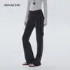 Pantalones de Pierna Ajustada ANNACHI - Pantalones de Dos Piezas Desmontables con Solapa - Micro Campana - Corte Ajustado para Yoga/Fitness