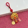 Año Zodiacal de Paz y Prosperidad Llavero Dorado Correa para Bolso Estilo Chino Cadena para Teléfono Colgante Bolsa para Dinero Accesorio para Teléfono