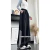 Calça de moletom listrada, novo estilo de outono, solta e com bom caimento, com bordado em cor contrastante, versátil para esportes e uso casual, calça masculina solta de perna reta