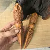 Cetro Vajra de madeira de jujuba atingida por raio natural, prajna trilateral, vajra removedor de mal, oferenda portátil esotérica
