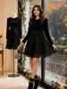 Vestido de Cumpleaños, Vestido de Estilo Elegante para Mujer, Nueva Colección de Otoño, Vestido de Princesa con Tul Abullonado, Pequeño Vestido Negro de Terciopelo 45411