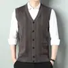 Colete cardigã masculino, colete de malha quente slim fit outono e inverno, jaqueta cardigã, suéter masculino