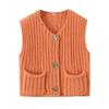13 Colores Estilo Caliente de Amazon Primavera y Otoño Nuevos Pantalones de Bolsillo con Solapa Estilo Europeo y Americano Chaleco Corto de Punto sin Mangas