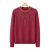 Blusa de tricô feminina lisa, gola alta meia, manga longa, perfeita como camada interna ou base, adequada para mulheres de meia-idade e idosas, top estiloso de outono e inverno