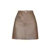 Falda de cuero marrón, nueva colección otoño/invierno 2026 para mujer, de cintura alta, estilo retro, juvenil, versátil y entallada, minifalda línea A