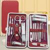 Acero inoxidable 19 piezas cortaúñas traje de cuero cortaúñas set de cortaúñas caja herramientas para pedicura cortaúñas en ángulo