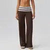 European and American Cross-border Sports Long Pants Retro Patchwork Polka Dot Fold-over Waistband Fitness Hip Lifting Abdominal Tightening Yoga Long Pants Brushed
