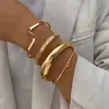 Pulsera Abierta Geométrica Nudosa Europea y Americana, Set de Pulseras Irregulares Doradas Ecológicas Europeas y Americanas para Mujer, Exclusivamente para Comercio Exterior