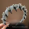 Diadema de Lujo con Pedrería para Mujer Estilo Coreano Gasa de Seda con Dientes Pinza para el Cabello de Moda Elegante Versátil Accesorios para el Cabello