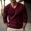 Nuevo suéter de punto liso para hombre de moda otoño e invierno, jersey de manga larga ajustado con cuello en V para hombres jóvenes
