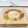 Pulsera de Cristal de Cabello de Oro Natural para Mujer, Sentido Avanzado, Suerte, Transferencia, Pixiu, Cristal Fresa, Regalos para Novia