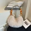 Cross2026 Outono Novo Moda Casual Bolsa de Pelúcia Bolinho Personalidade Cor Sólida Bolsa de Mão Ombro Único Bolsa de Axila