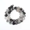 Fabricantes de origen cabello negro natural Cristal semiacabado pulsera de cuentas sueltas collar de cuentas material de cuentas redondas de cristal negro DIY