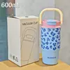 Taza de Café Moderna Sencilla con Estampado de Leopardo Acero Inoxidable Vacío Portátil Taza de Agua con Popote Taza de Regalo Exquisita Taza de Regalo para Damas