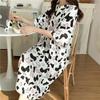 Camisola feminina de verão, manga curta, plus size, pijama fino, feminino, verão, grávida, solto, fofo, roupa de casa, comprimento médio