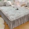 Faldón de Cama de Felpa de Conejo Engrosado Pieza Única 2025 Nuevo Otoño e Invierno Colcha de Terciopelo de Leche Sábana con Faldón Cubierta de Delantal de Cama