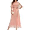 Vestidos de Noite Europeus e Americanos 2026 Novos Vestidos de Renda para Madrinhas Vestido de Baile com Suporte Independente Chiffon Casamento Aliexpress Vestidos de Noite para Mulheres