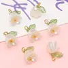 Anillo de orquídea de color acrílico, accesorios de cuentas, pulsera de cuentas de capullo de flor antigua, material de bricolaje, colgante de cuentas hecho a mano