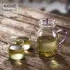 Tetera para uso doméstico con filtro, tetera Song estilo antiguo, juego de té, cafetera de té, transparente con tapa, asa colorida, tetera pequeña de mano