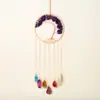 Atrapasueños árbol de la vida de cristal natural, colgante de rodaja de ágata, adorno de campanilla de viento, decoración de pared para el hogar, adorno colgante de cristal