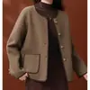 Outono e Inverno Novas Roupas Elegantes para Mães Estilo Pequeno Chanel Casaco de Lã Sintética Cardigan de Tricô Simples para Mulheres de Meia-idade e Idosas