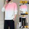 Conjunto de Sudoración de Primavera con Cuello Redondo para Hombre, Casual, Combinable, de Dos Piezas, Juvenil, Holgado, para Deportes al Aire Libre, Ropa de Hombre