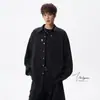 Camisa Bordada Estilo Chinês Nova Preta para Homens e Mulheres, de Alta Qualidade, Estilosa, Camisa de Manga Longa para Primavera e Outono, Cardigan, Jaqueta com Gola Lapela Escura