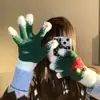 Lindos Guantes de Tejido de Felpa Rojos para Mujer, sin Dedos, Táctiles, con Diseño de Árbol de Navidad, Gruesos y Cálidos para Invierno, para Ciclismo