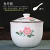 Tarro de Cerámica de Gran Capacidad para Manteca con Tapa, Tarro para Sal, Tarro para Condimento de Aceite de Chile Resistente a Altas Temperaturas, Almacenamiento de Olla para Estofado para el Hogar en la Cocina