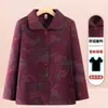 Jaqueta da Moda da Vovó para Primavera e Outono para Mulheres de 60-80 Anos, Blusa de Outono para Mães de Meia-Idade e Idosas, Conjunto Feminino com Gola Reversível