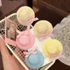 Chapéu de Palha Trançado com Laço de Verão Fofo e Compacto Mini Grampo de Cabelo Fofo Prendedor Bico de Pato Pequeno e Fresco