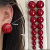 Pendientes Retro de Cuentas de Pan Oversize, Pendientes de Perla Sencillos y Personalizados de Aguja de Plata S925 Exagerados de Gama Alta