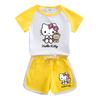 Traje de manga corta para niñas, verano 2022, estilo occidental, nuevos pantalones cortos KT Cat para niñas, casuales, de dos piezas, venta al por mayor