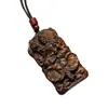 Colgante de Madera de Aloes Amarillo con Amuleto de Paz, Bodhisattva Samantabhadra Nuevo Estilo Buda Protector Sabiduría y Auspiciosidad Colgante Adorno de Madera