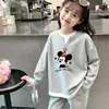 Blusa de Tricô Waffle Estilo Coreano Falsa de Duas Peças com Mangas Longas para Meninas, Novo Estilo Primavera/Outono para Crianças de Tamanho Médio e Grande, Versátil, Estilosa, Camada Base Solta