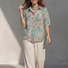 Camisa Nueva de Verano 2026 con Estampado Digital para Mujer, Top Casual Holgado Artístico para Mujer, Camisa Floral Francesa