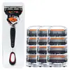 Navaja Clásica de Calidad Alemana con 5 Cuchillas para Hombres, Cabezal de Navaja Universal de Cinco Capas, Navaja Gillette