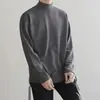 Camiseta base de cuello alto medio transfronteriza para hombre, camiseta de manga larga térmica de doble cara, ropa interior cálida para otoño e invierno, top de talla grande