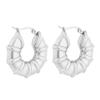 Aretes huecos geométricos de acero inoxidable de alta calidad europeo y americano transfronterizo, acero de titanio chapado en oro de 18k, aretes huecos de lujo ligero