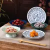 Prato de sobremesa alto em porcelana azul e branca estilo chinês tradicional, prato vintage chinês para chá e lanches, adequado para mesas de chá em casa, para servir frutas secas, lanches e frutas