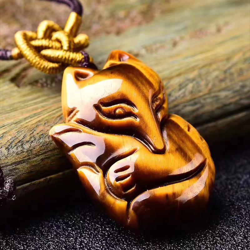 智贝详情图_19厂家金黄色虎眼石如意钱袋子吊坠男女款玉石知足