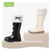 Botas Altas Snafy para Niños Botas de Algodón para Niñas 2025 Invierno Nuevas Botas de Piel para Niños Grandes y Pequeñas Princesas Botas con Forro de Felpa