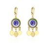 Pendientes de Aro Aogu Diseño de Nicho Chapado en Cobre Oro Real Ojo del Diablo Corazón Pendientes de Aro para Mujer Pendientes de Nicho Suministro Transfronterizo