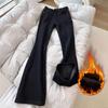 Pantalones vaqueros rectos azules retro gruesos con forro polar para mujer, de invierno, de talla grande, para chica gordita, de cintura alta, elásticos y que cubren la cadera.
