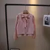 [Bizheng] Outono 2025 Novo Estilo Coreano Doce Elegante Laço Camisa de Manga Comprida Colete Tricotado Conjunto Feminino de Duas Peças 4781