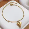 Amor Cristal Zircônia Novo Conjunto de Colar Pulseira Feminino Ins Popular Ouro 18K Aço Titânio Design Personalizado Melhor Amiga