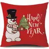 Juego de Fundas de Almohada Transfronterizas para Navidad Europea y Americana, Funda para Cojín de Sofá de Sala de Estar, Funda para Almohada de Cintura con Reno Papá Noel Árbol, Suministro de Fábrica
