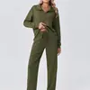 Nueva sudadera con cuello de cremallera y mangas largas de estilo transfronterizo europeo y americano con efecto de caída adelgazante y pantalones de pierna ancha, adecuada para el hogar, el deporte y el uso al aire libre