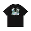 Camiseta de Manga Curta para Casal Amiri Pomba da Paz Tinta Flow Grafite Lettering 230g Série Coleção Estampa Clássica do Logo